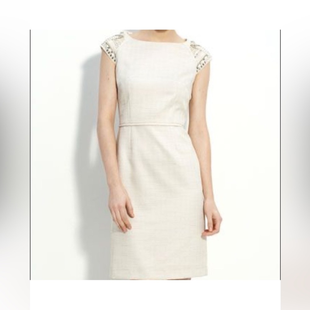 Tamari Arthur Levine A line dress Cream color with embelllishments  size 10